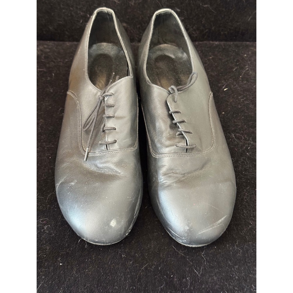 Black Leather Character Shoes Low Block Heel Lace Up Dance Stage Performance‎ 10